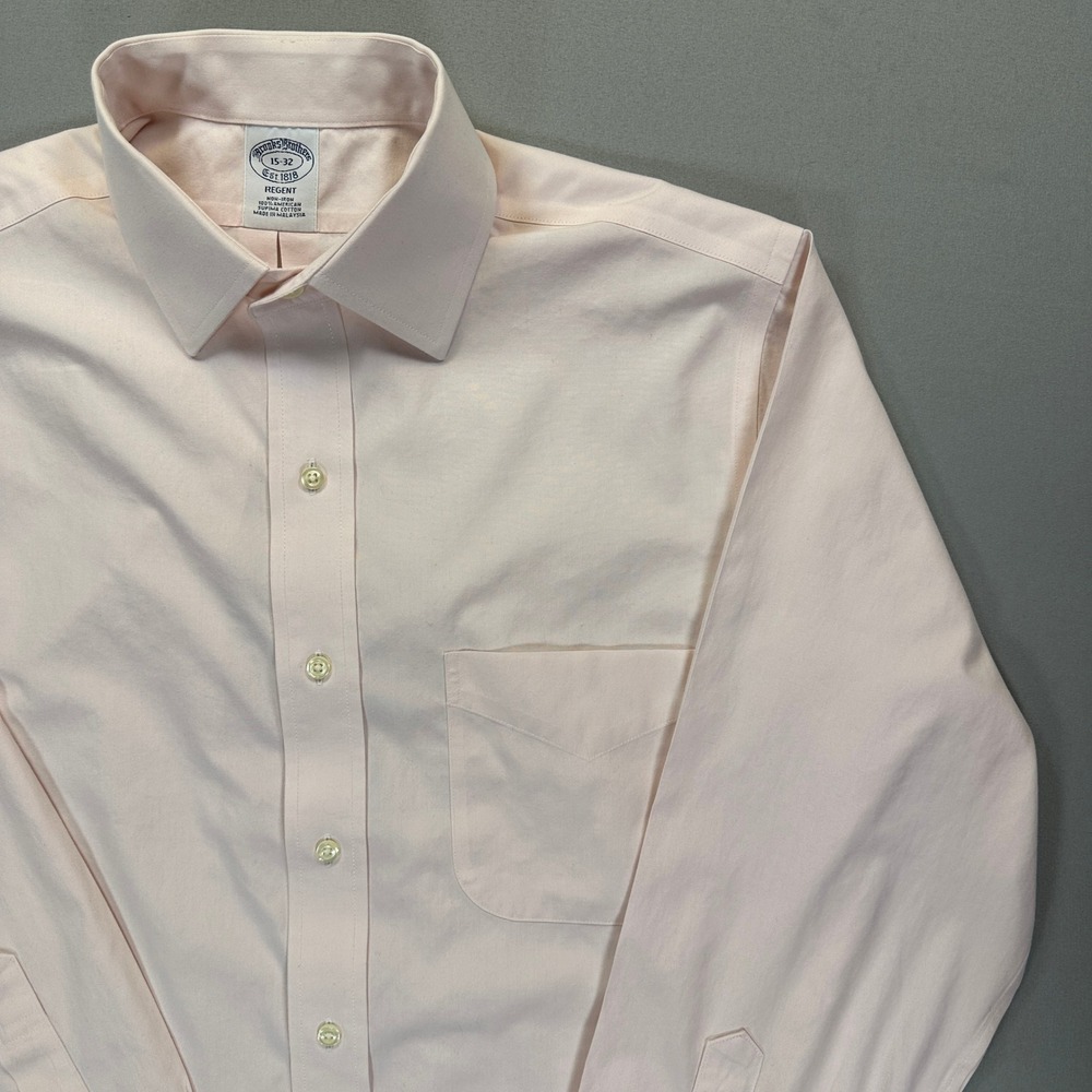 Brooks Brothers Regent Dress Shirt Mens 15 32 Pink Non Iron Supima Cotton